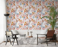 Verspielte Blush- und Kupfer-Blumentapete