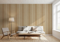 Ticking Checker Stripes - Beige Canvas Wallpaper⁠