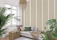 Ticking Checker-striber - beige og chokolade-tapet