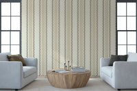 Ticking Checker-striber - beige og chokolade-tapet