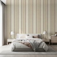 Ticking Checker-striber - beige og chokolade-tapet