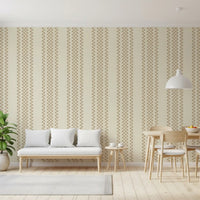 Ternede striber med ticking - beige tapet
