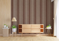 Ticking Checker Stripes - Chocolate Canvas Wallpaper⁠