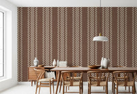 Ticking Checker Stripes - Chocolate Canvas Wallpaper⁠