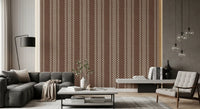 Ticking Checker Stripes - Chocolate Canvas Wallpaper⁠