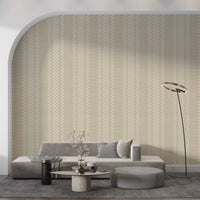 Ticking Checker Stripes - Cream Canvas Wallpaper⁠