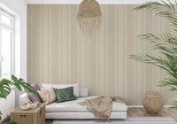 Ticking Checker Stripes - Cream Canvas Wallpaper⁠