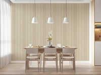 Ticking Checker Stripes - Cream Canvas Wallpaper⁠