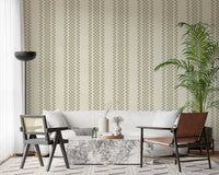 Ticking Checker Stripes - Sage Wallpaper⁠