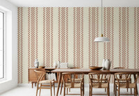 Papel de parede às riscas axadrezadas finas - terracota