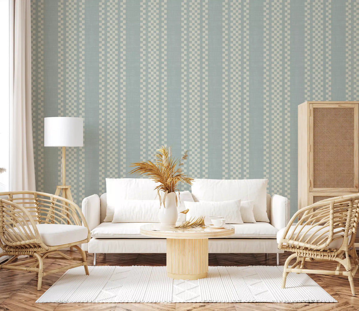 Ticking Checker Stripes - Watery Canvas Wallpaper⁠
