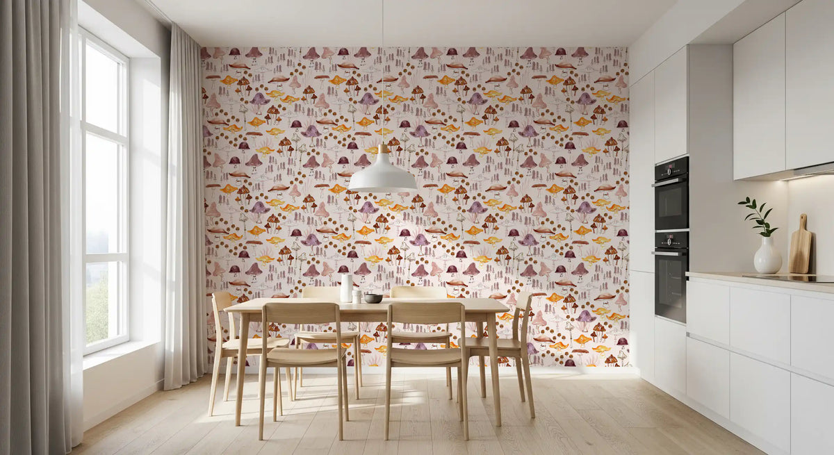 Papier peint à motif de champignons des bois à l’aquarelle⁠