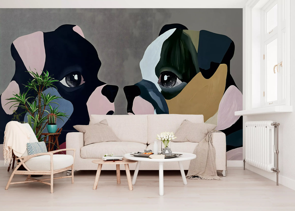 Papier peint panoramique « Compagnons canins abstraits »
