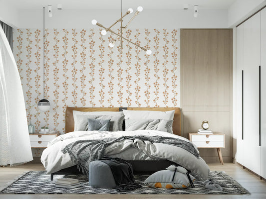 Serene Beige Botanical Vines Wallpaper⁠