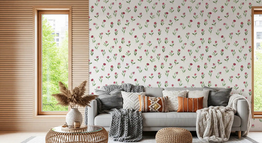 Minimalist Botanical Rose Sprigs Wallpaper⁠