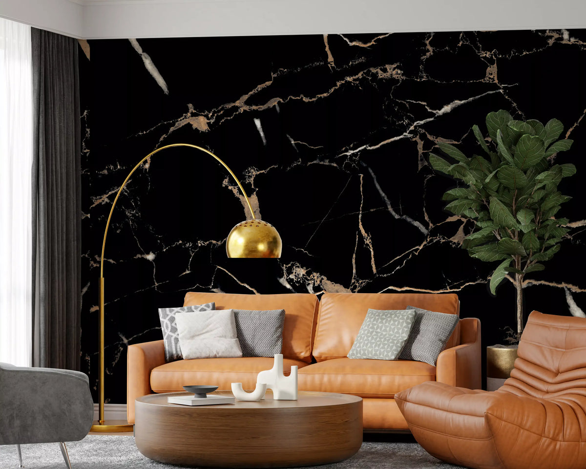 Midnight Marble Vein Wall Mural