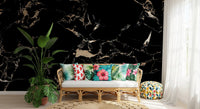 Luxe zwart-gouden marmeren behang en wandmuurschildering