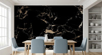 Luxe zwart-gouden marmeren behang en wandmuurschildering
