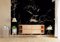 Luxe zwart-gouden marmeren behang en wandmuurschildering