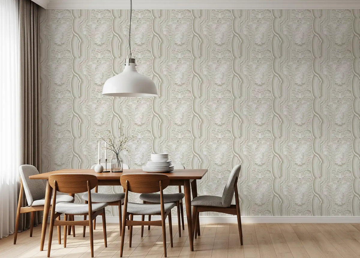 Serene lineaire textuur in crèmekleurig behang