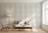 Serene lineaire textuur in crèmekleurig behang