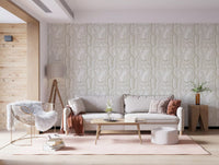 Serene lineaire textuur in crèmekleurig behang