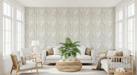 Serene lineaire textuur in crèmekleurig behang