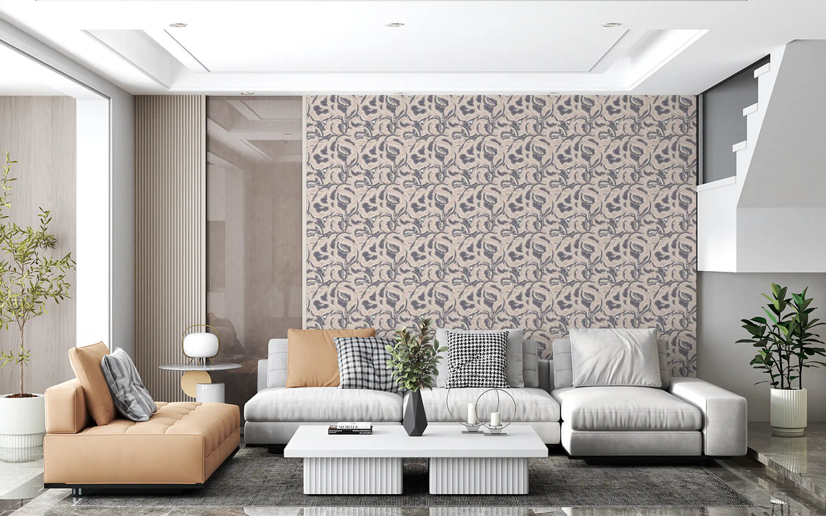 Tapete mit abstrakten, geschichteten Wellen in Beige