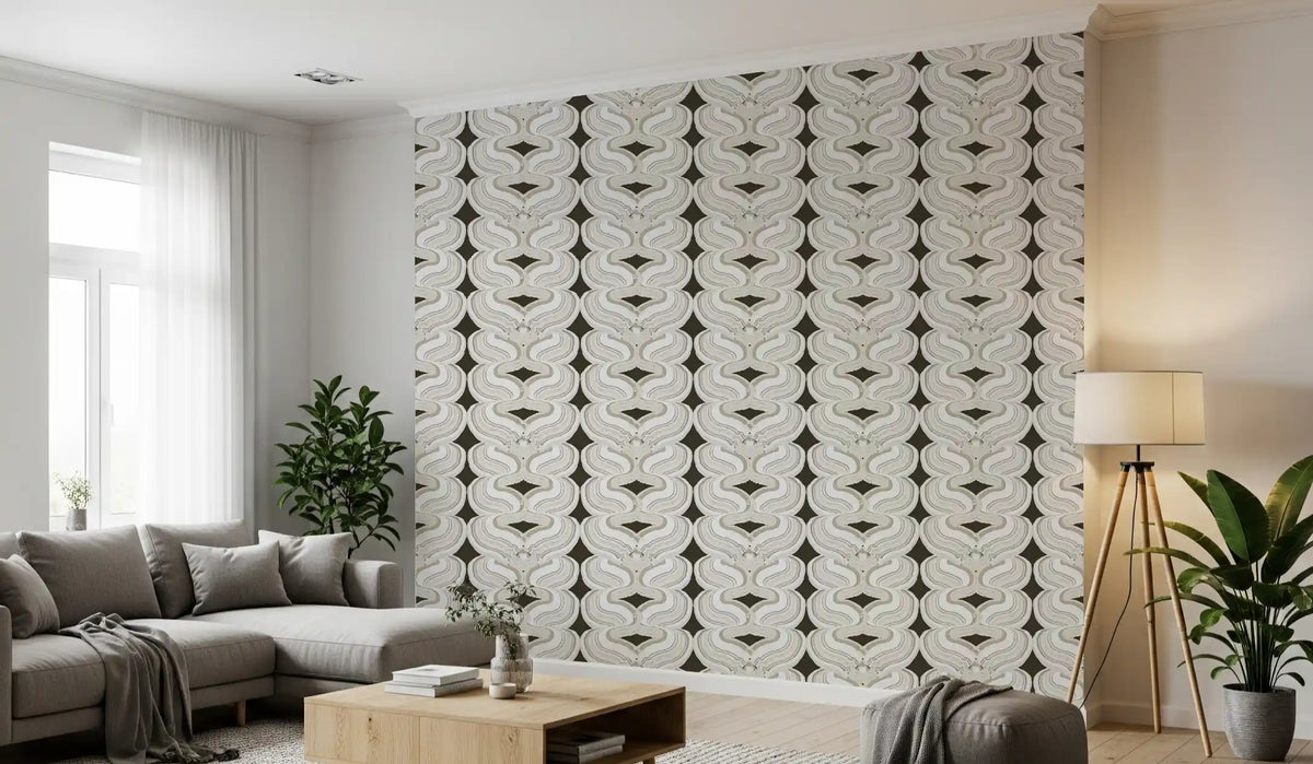 Papier peint moderne à vagues géométriques en ruban
