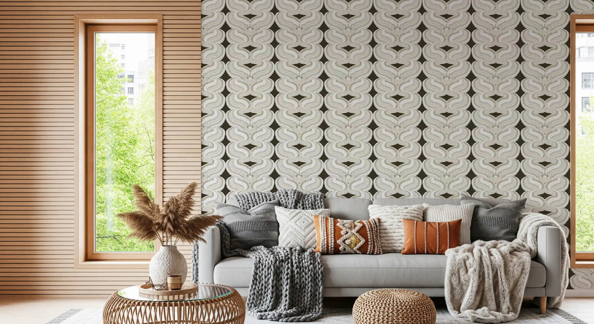 Papier peint moderne à vagues géométriques en ruban
