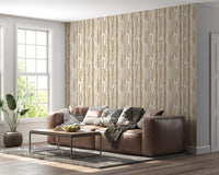 Minimalistisk tapet med myke beige vertikale penselstrøk