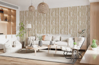 Minimalistisk tapet med myke beige vertikale penselstrøk