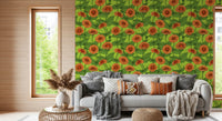 Papier peint de jardin de zinnias orange éclatant⁠