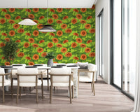 Papier peint de jardin de zinnias orange éclatant⁠