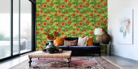 Papier peint de jardin de zinnias orange éclatant⁠