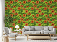 Papier peint de jardin de zinnias orange éclatant⁠