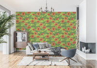Papier peint de jardin de zinnias orange éclatant⁠
