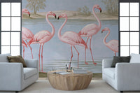 Wandbild „Flamingo-Oase am Flussufer“
