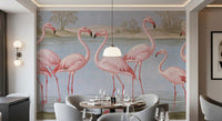 Wandbild „Flamingo-Oase am Flussufer“
