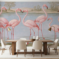 Wandbild „Flamingo-Oase am Flussufer“