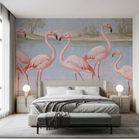Wandbild „Flamingo-Oase am Flussufer“