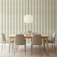 Papier peint texturé effet lin à rayures vertes et blanches