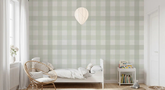 Vihreä gingham-ruutukuviollinen pellavapintainen tekstuuritapetti