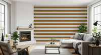 Papel de parede com textura às riscas bege-dourado