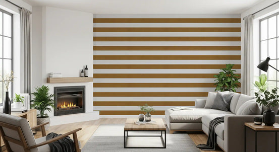 Tapet med gyllenbeige stripet tekstur