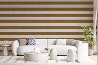 Papel de parede com textura às riscas bege-dourado