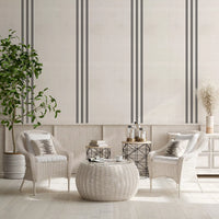 Carta da parati con texture effetto lino a strisce nere