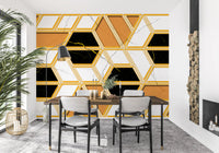 Luxuriöses geometrisches Marmor-Wandbild als Gold-Tapete