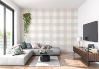Beige gingham-ruutukuosinen pellavan näköinen tekstuuritapetti