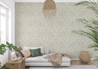 Papel de parede minimalista com linhas de pinceladas em verde-sálvia